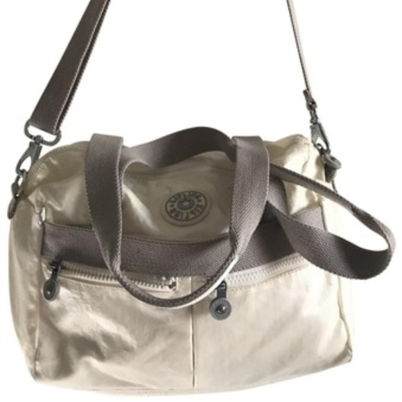 Kipling Handbags - Kipling Light Gold Nylon Medium Crossbody Bag